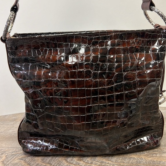 Brighton CHER Croc Patent Leather Shoulder Bag with Duster/Storage Bag D446849 - Picture 5 of 11